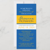 青と金ゴールド9写真の卒業発表 招待状 (裏面)