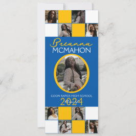 青と金ゴールド9写真の卒業発表 招待状