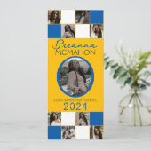 青と金ゴールド9写真の卒業発表 招待状 (スタンド正面)