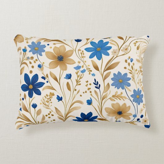 青と金ゴールド アクセントクッション (正面)