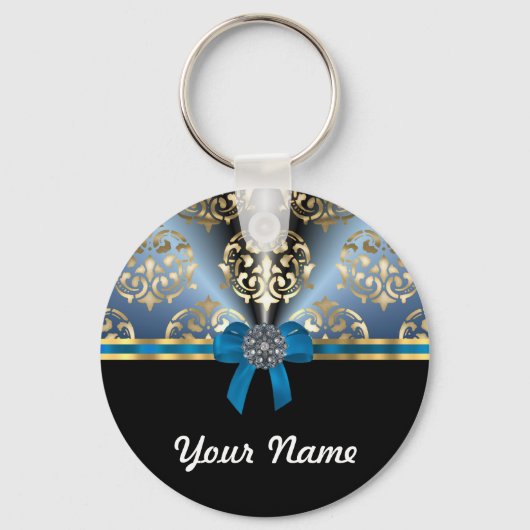 青と金ゴールド キーホルダー (正面)