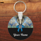 青と金ゴールド キーホルダー (正面)