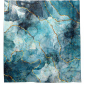 青と金ゴールド シャワーカーテン (正面)