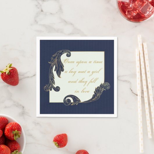 青と金ゴールド スタンダードカクテルナプキン (インサイチュ)