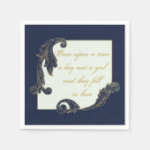 青と金ゴールド スタンダードカクテルナプキン (正面)