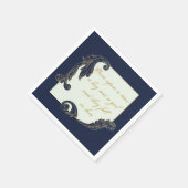 青と金ゴールド スタンダードカクテルナプキン (角)