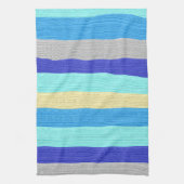 青と金ゴールド ストライプの キッチンタオル (縦)