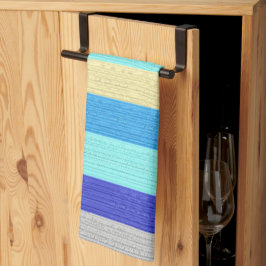 青と金ゴールド ストライプの キッチンタオル