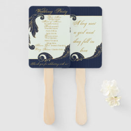 青と金ゴールド ハンドファン