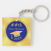 青と金ゴールド、パーソナライズされたクラス懇親会ギフト、 キーホルダー (裏面)