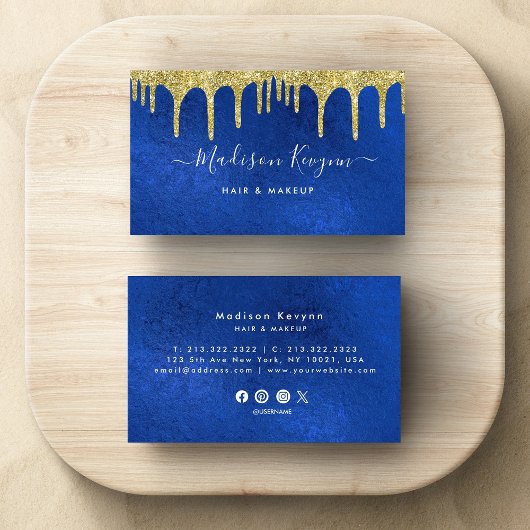 青と金ゴールド モダン 名刺