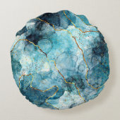 青と金ゴールド ラウンドクッション (裏面)