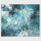 青と金ゴールド ラッピングペーパー (フラット)