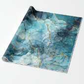 青と金ゴールド ラッピングペーパー (アンロールド)