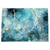 青と金ゴールド ラージペーパーバッグ (正面)