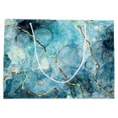 青と金ゴールド ラージペーパーバッグ (裏面)