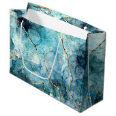 青と金ゴールド ラージペーパーバッグ (正面アングル)