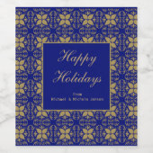 青と金ゴールド ワインラベル (シングルラベル)