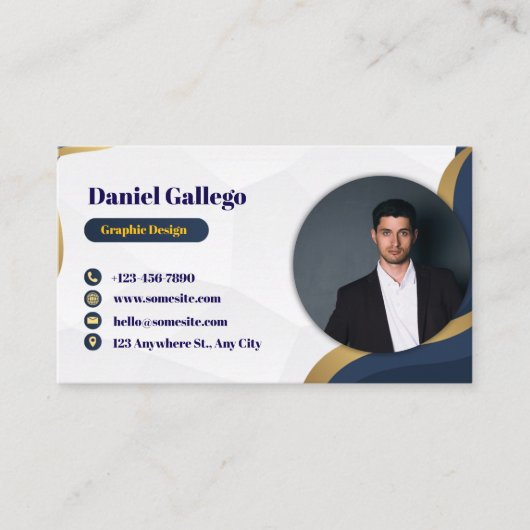 青と金ゴールド 名刺 (正面)