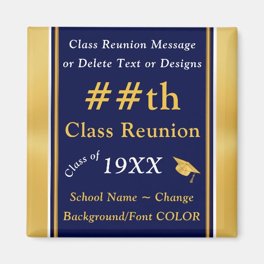 青と金ゴールド、安価なクラスの懇親会ギフト マグネット (正面)