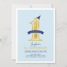 青と金ゴールド |男の子1歳の誕生日パーティー