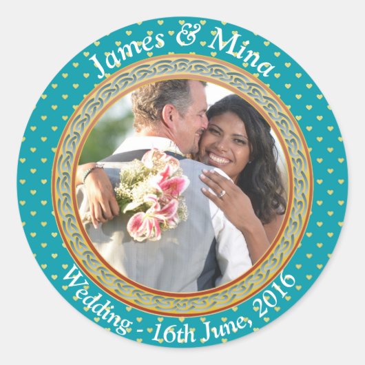 青と金ゴールド 華美 ラウンドシール (正面)