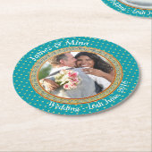 青と金ゴールド 華美 ラウンドペーパーコースター (アングル)