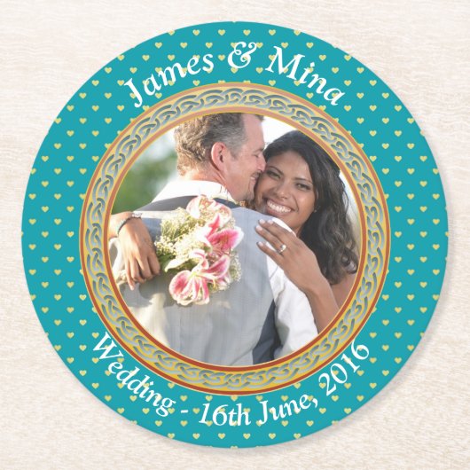 青と金ゴールド 華美 ラウンドペーパーコースター (正面)