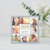 青と金ゴールド | 8フォトスクエア卒業パーティー 案内状 (スタンド正面)