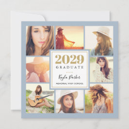 青と金ゴールド | 8フォトスクエア卒業パーティー 案内状