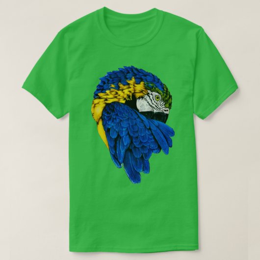 青と金ゴールドMACAW 1 Tシャツ (デザイン正面)