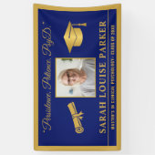 青と金ゴールドPsyD引用文写真卒業2025 横断幕 (縦)