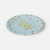 青と金フェイク箔ガールベビーシャワー ペーパープレート (アングル)