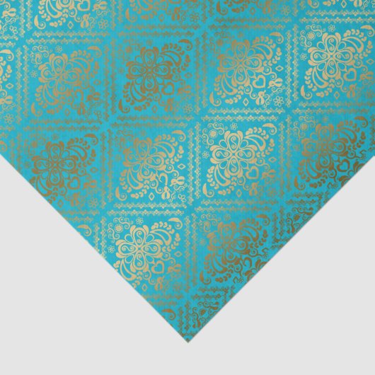 青と金属のフェイク金ゴールドフローラマスク 薄葉紙 (詳細)