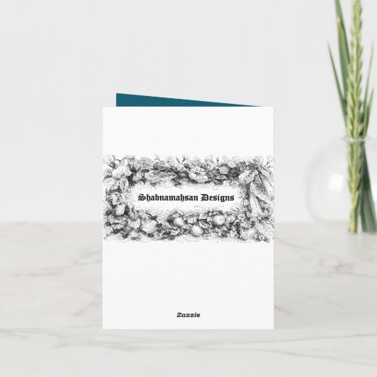 青と金色のイードムバラクの挨拶 カード (裏面)