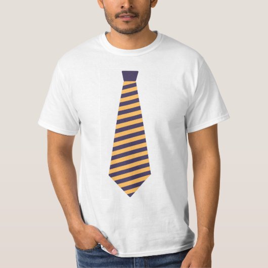 青と金色のフェイクネクタイ Tシャツ (正面)