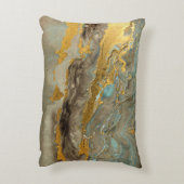 青と金色の大理石のパターン アクセントクッション (裏面(縦))