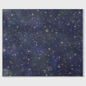 青と金色の天体の星の幻想的な水彩画 ラッピングペーパー (フラット)