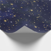 青と金色の天体の星の幻想的な水彩画 ラッピングペーパー (角)