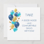 青と金。エレガントな誕生日 招待状 (裏面)