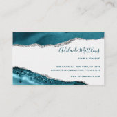 青と銀のアートモダンの水の色の瑪瑙スクリプト 名刺 (裏面)