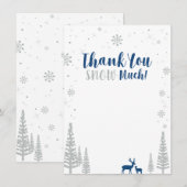 青と銀のウィンターワンダーランド感謝カード サンキューカード (正面/裏面)