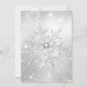 青と銀のクリスタル スノーフレーク クリスマス パーティー 招待状 (裏面)