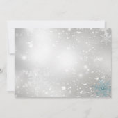 青と銀のクリスタル スノーフレーク クリスマス パーティー 招待状 (裏面)