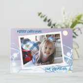 青と銀のクリスマスイルミネーションの写真 ホリデー シーズンカード (スタンド正面)