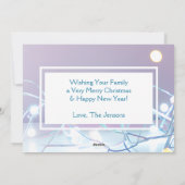 青と銀のクリスマスイルミネーションの写真 ホリデー シーズンカード (裏面)