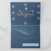青と銀のクリスマスグリーティング折り紙カード カード (内部)
