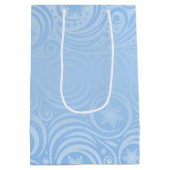 青と銀のクリスマススノーフレーク ミディアムペーパーバッグ (裏面)