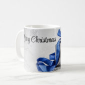 青と銀のクリスマスプレゼント コーヒーマグカップ (正面左)