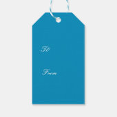 青と銀のクリスマスボール、キャンディーケーン、星 ギフトタグ (裏面)